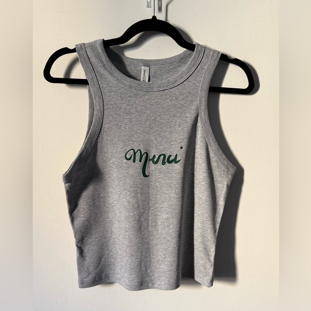 Gray “Merci” Cropped Tank Top Size L